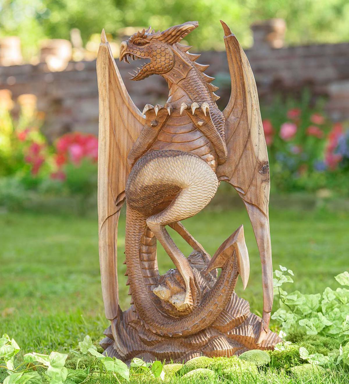 Large Hand-Carved Wooden Dragon