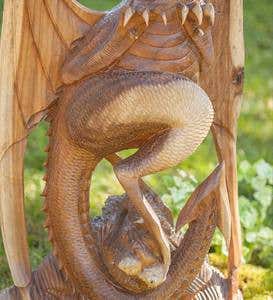 Large Hand-Carved Wooden Dragon
