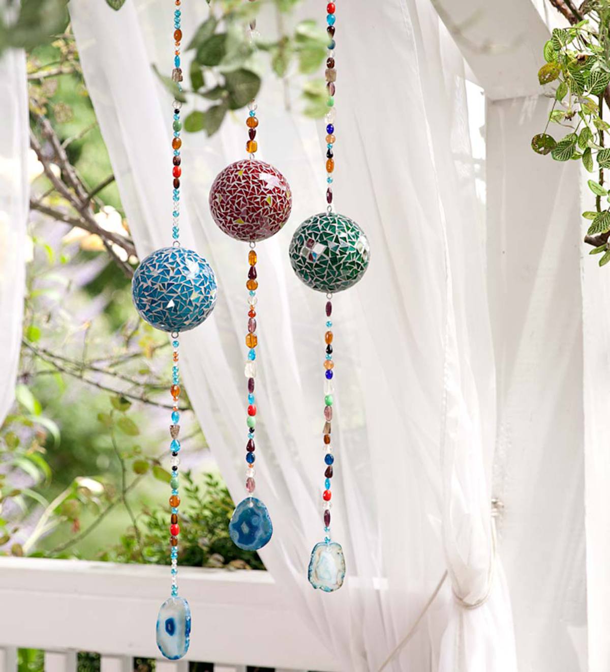 Colorful Hanging Mosaic Balls, Set of 3