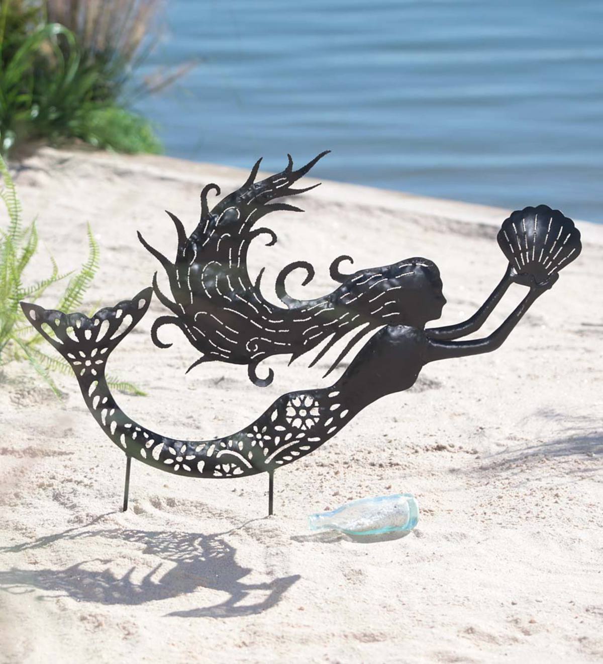 Metal Mermaid Silhouette Garden Stake