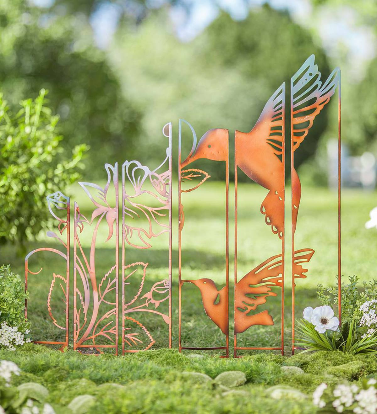 Metal Hummingbird Garden Panel Stakes