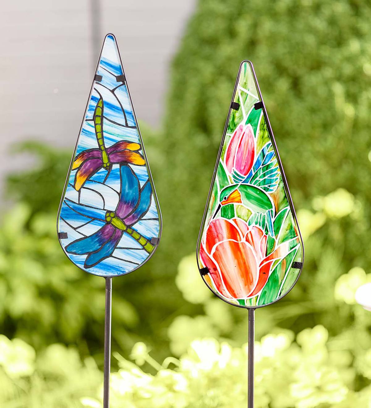 Painted Glass Garden Stake