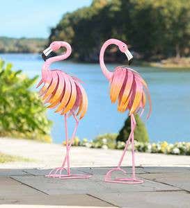 Metal Flamingo Sculpture - Forwards