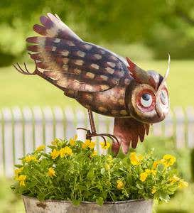 Metal Yoga Owl Garden Sculpture