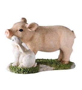 Kissin' Critters Piglet and Bunny Garden Statue