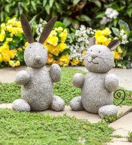 Faux Stone Bunny Garden Sculpture