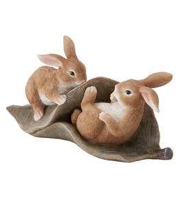Two Bunnies on a Leaf Figurine