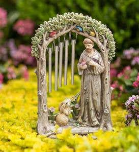 St. Francis in a Garden Figure with Wind Chimes