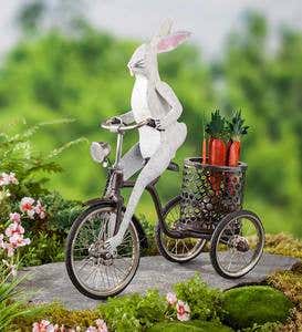 Metal Bunny on Tricycle Indoor/Outdoor Sculpture