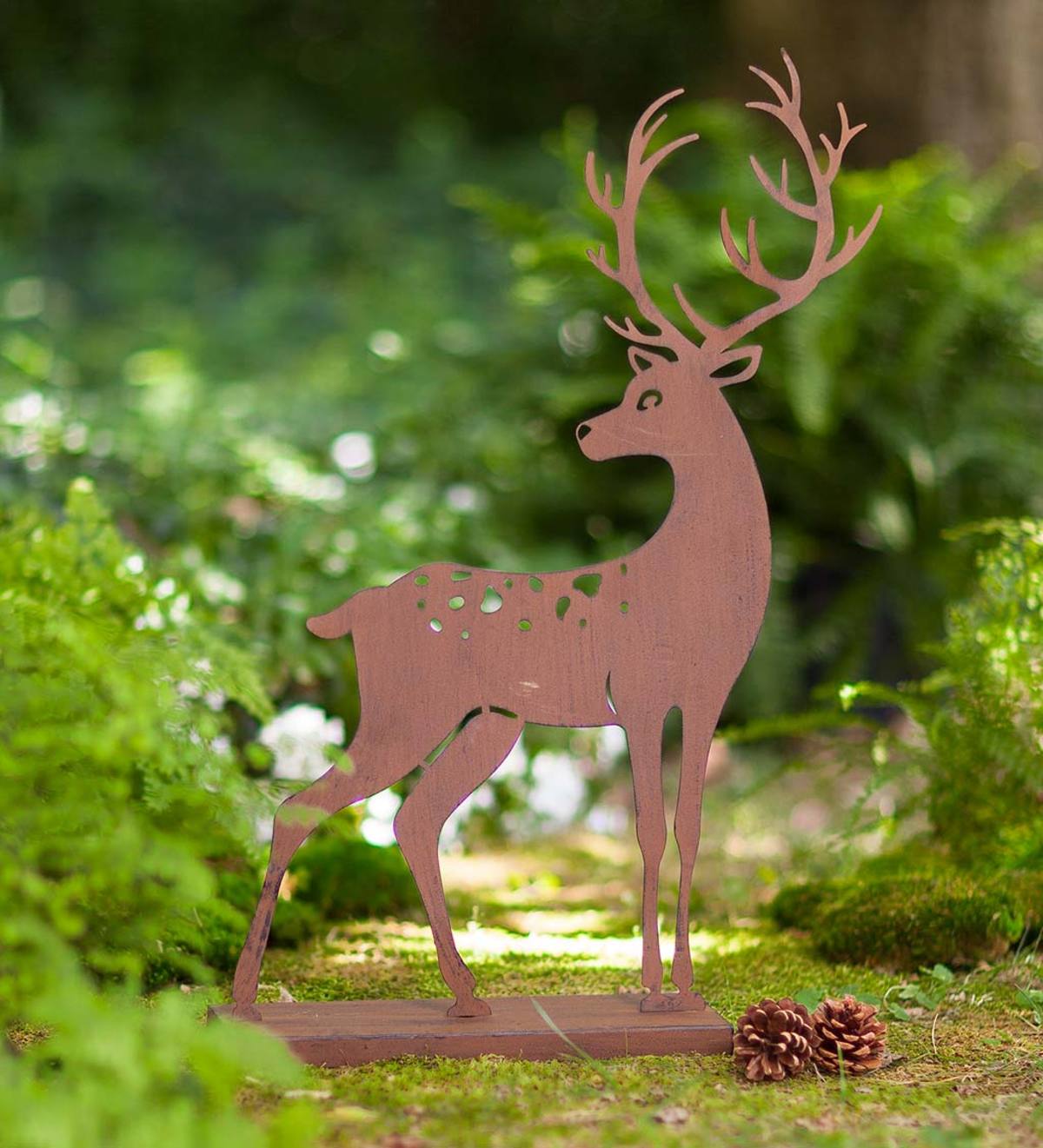 Laser-Cut Metal Deer Silhouette with Rusted Finish