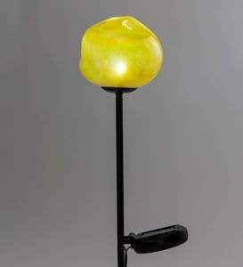 Solar Glowing Glass Globe Garden Stake - Yellow