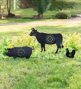 Farm Animal Trio Metal Garden Stake