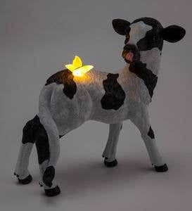 Calf with Solar Lighted Butterfly Statue
