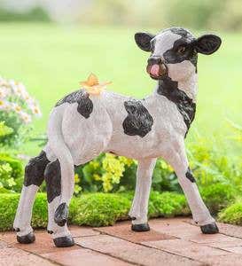 Calf with Solar Lighted Butterfly Statue
