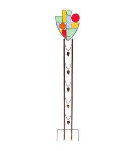 Stained Glass and Metal Shield Garden Stake