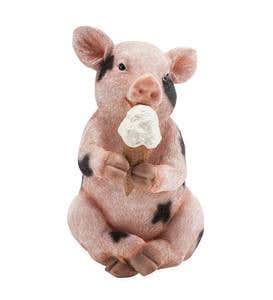 Piggy With An Ice Cream Cone Sculpture