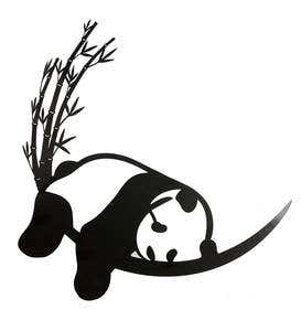 Resting Panda and Bamboo Metal Wall Art