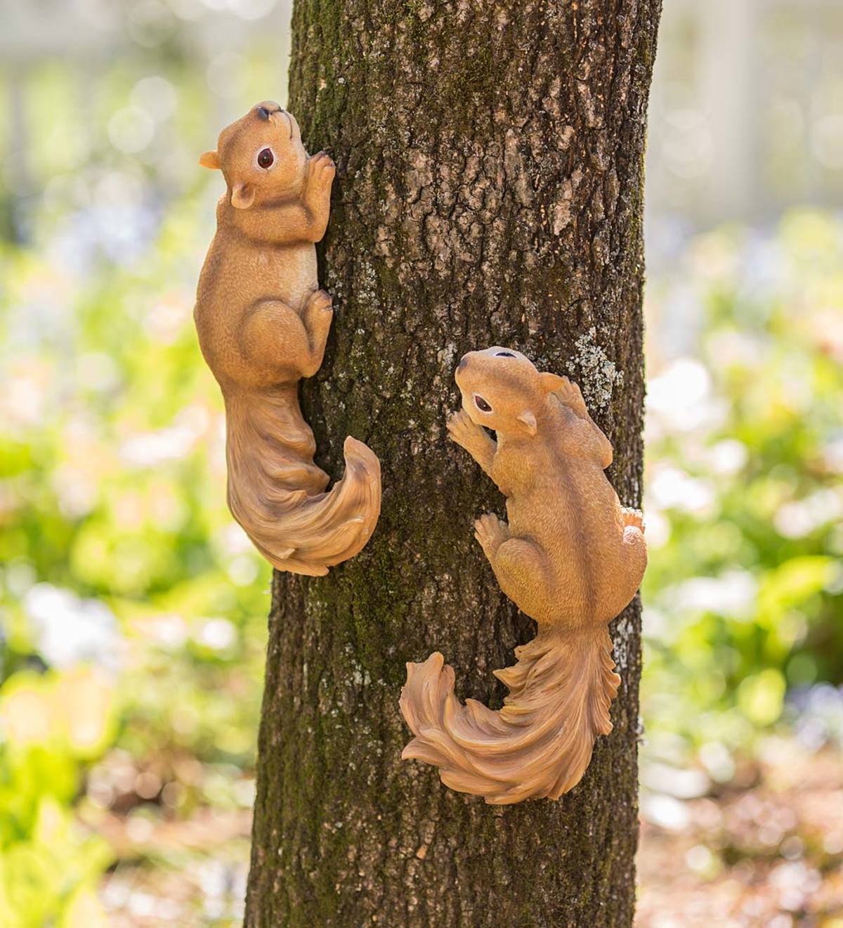 Tree-Mount or Tabletop Squirrel Sculptures, Set of 2