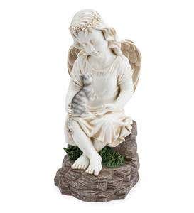 Seated Angel with Cat Statue