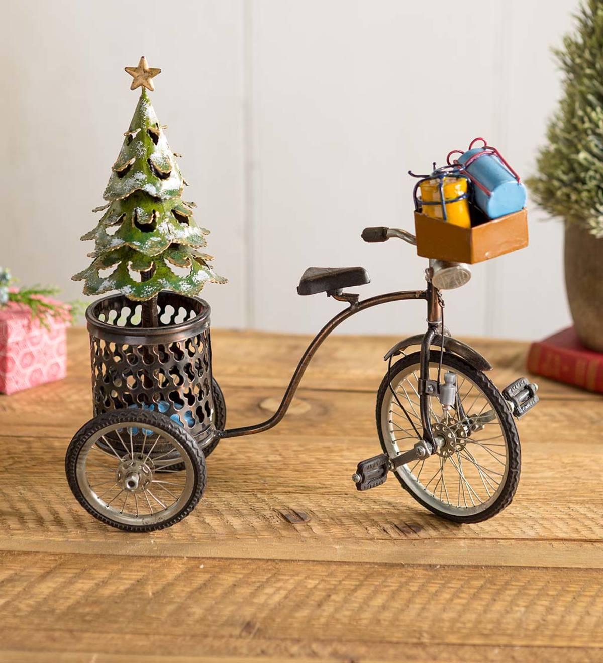 Miniature Holiday Tricycle with Christmas Tree