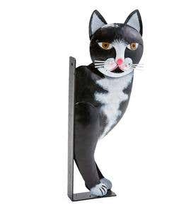 Handcrafted Metal Black Cat Wall Hanger