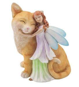 Sweet Fairy with Ginger Kitten Indoor/Outdoor Sculpture