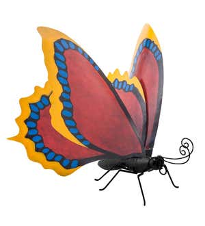 Large Handcrafted Red Metal Butterfly