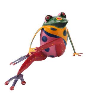 Handcrafted Colorful Metal Yoga Frog Sculptures