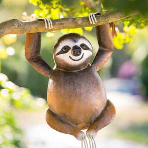 Handcrafted Reclaimed Metal Hanging Sloth Decoration