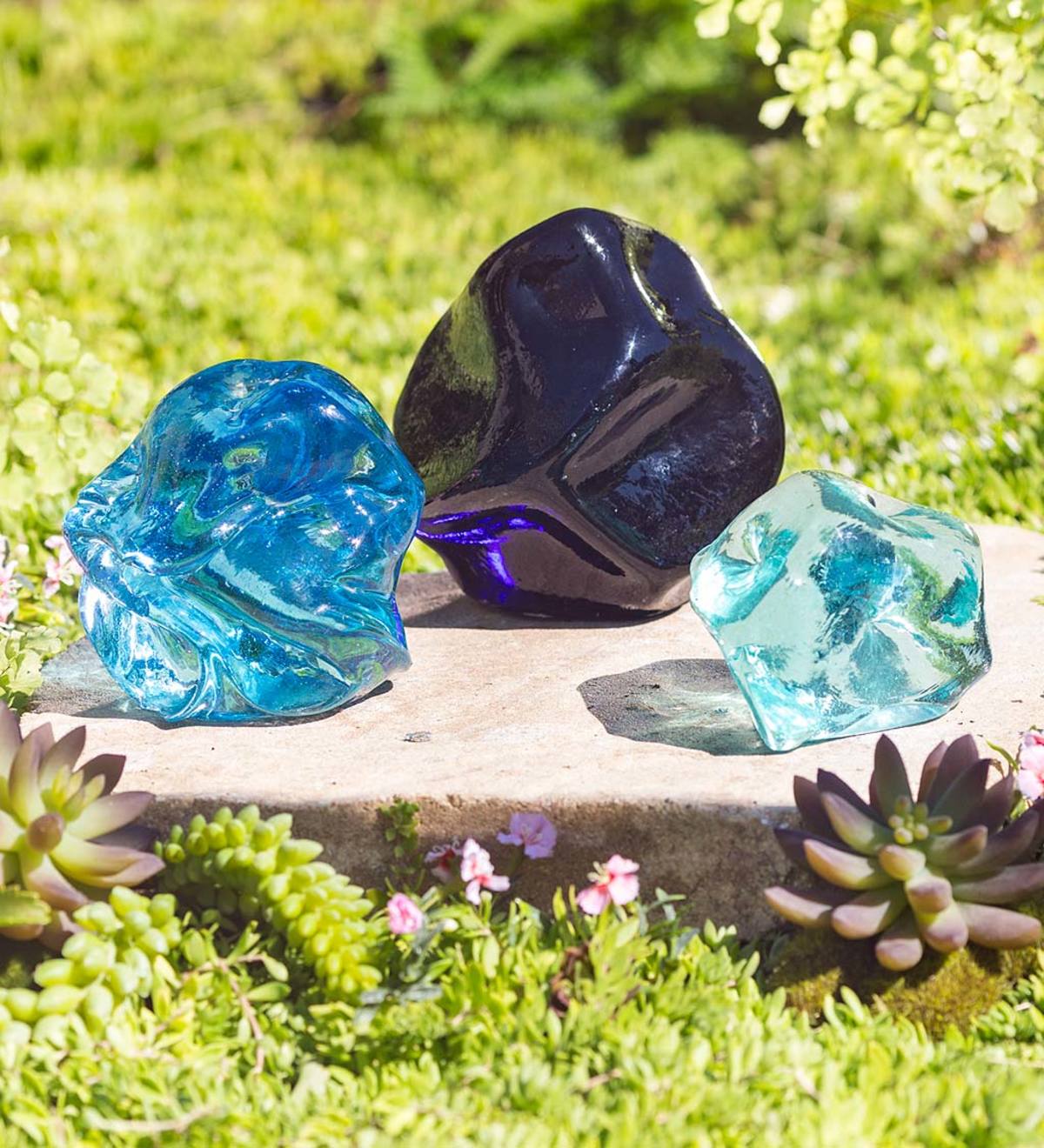Recycled Organic Glass Rocks, Set of 3