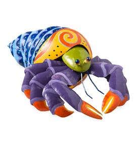 Brightly Colored Handcrafted Metal Hermit Crab Sculpture