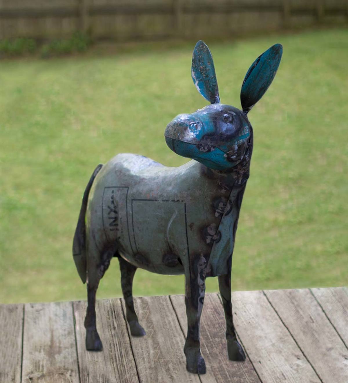Handcrafted Recycled Metal Donkey Sculpture