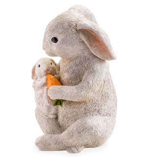 Rabbit with Baby and Carrot Indoor/Outdoor Resin Statue