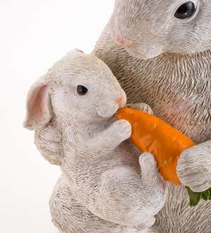 Rabbit with Baby and Carrot Indoor/Outdoor Resin Statue