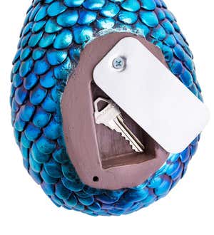 Weather-Resistant Resin Dragon Egg Key Hider with Metallic Finish - Blue