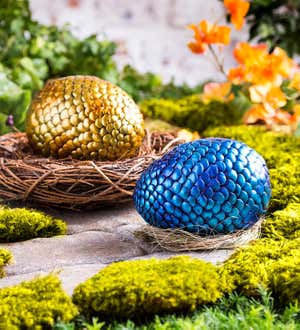 Weather-Resistant Resin Dragon Egg Key Hider with Metallic Finish - Gold