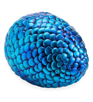 Weather-Resistant Resin Dragon Egg Key Hider with Metallic Finish - Blue