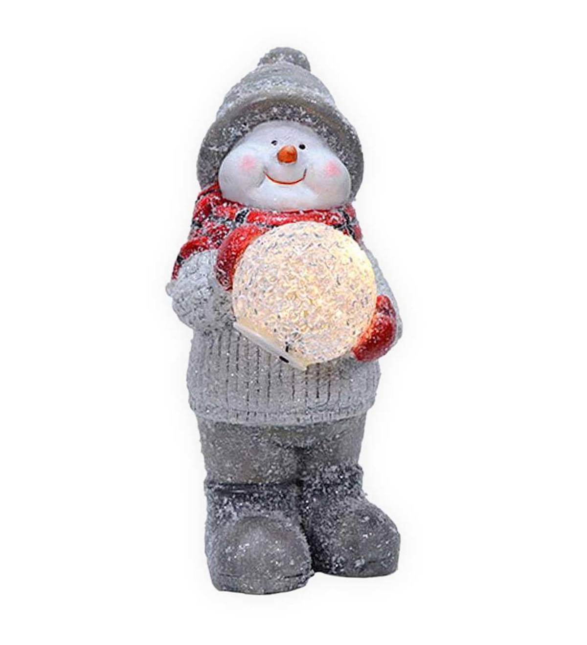 Ceramic Snowman with Lighted Snowball