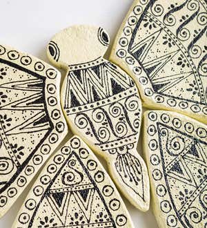 Handcrafted 7-Piece Butterfly Garden Stone With Unique Hand-Drawn Designs