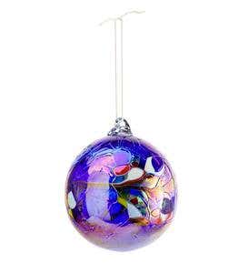 Individually Hand-Blown Glass Globe Holiday Ornament - White