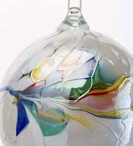 Individually Hand-Blown Glass Globe Holiday Ornament - White