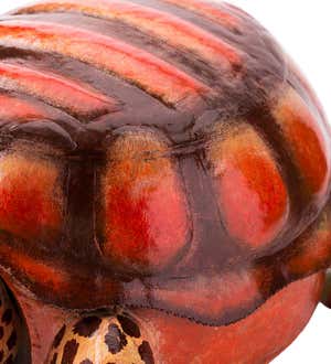 Handcrafted and Hand Painted Metal Turtle Sculpture