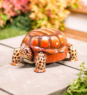 Handcrafted and Hand Painted Metal Turtle Sculpture