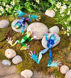 Colorful Metal Frogs for Wall or Tabletop, Set of 3