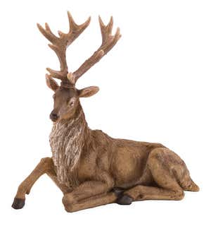 Lifelike Lying Down Elk Sculpture
