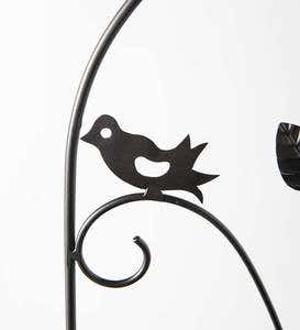 Wrought Iron Powder-Coated Birds and Vines Trellis