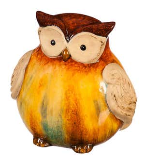 Tall Glazed Owl Terracotta Figurine