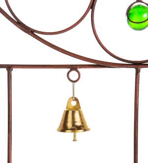 Metal Butterfly Trellis with Four Bells and Ten Glass Orbs