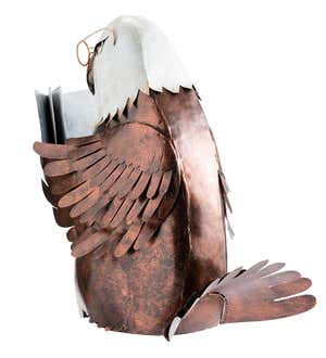 Handcrafted Metal Reading Bald Eagle Indoor/Outdoor Sculpture