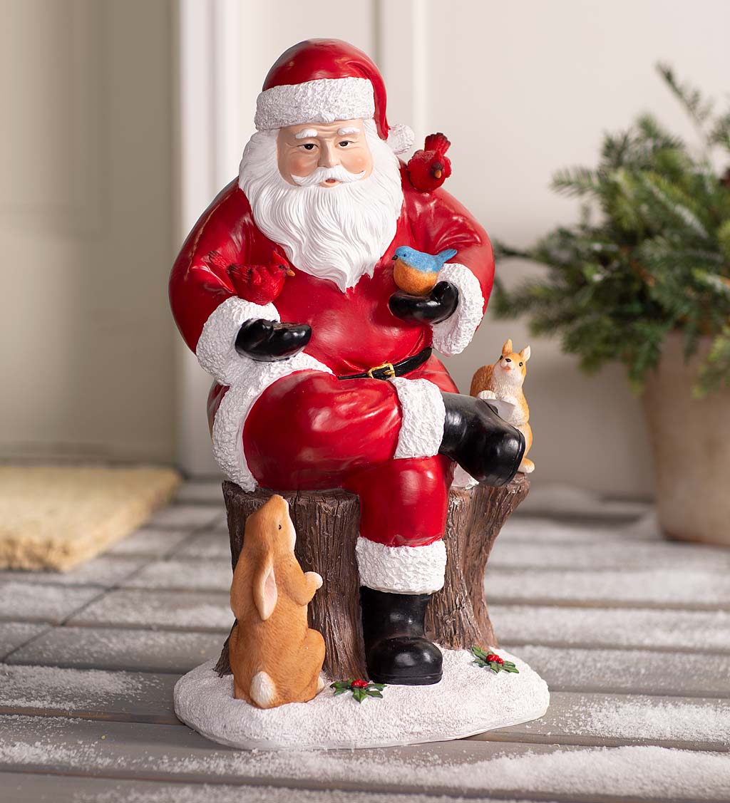 Indoor/Outdoor Santa Claus with Woodland Friends Holiday Sculpture